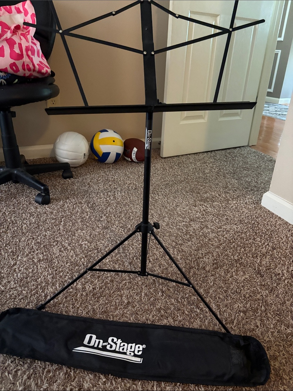 Black Folding Music/Sheet Stand with Carry Bag